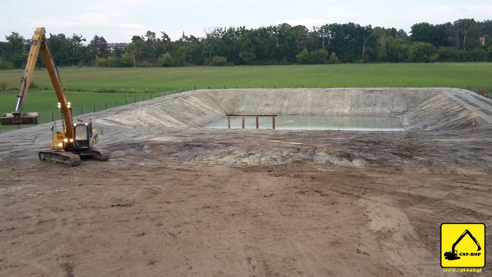 Kopanie i odmulanie stawów, wynajem koparki long reach MAZOWIECKIE