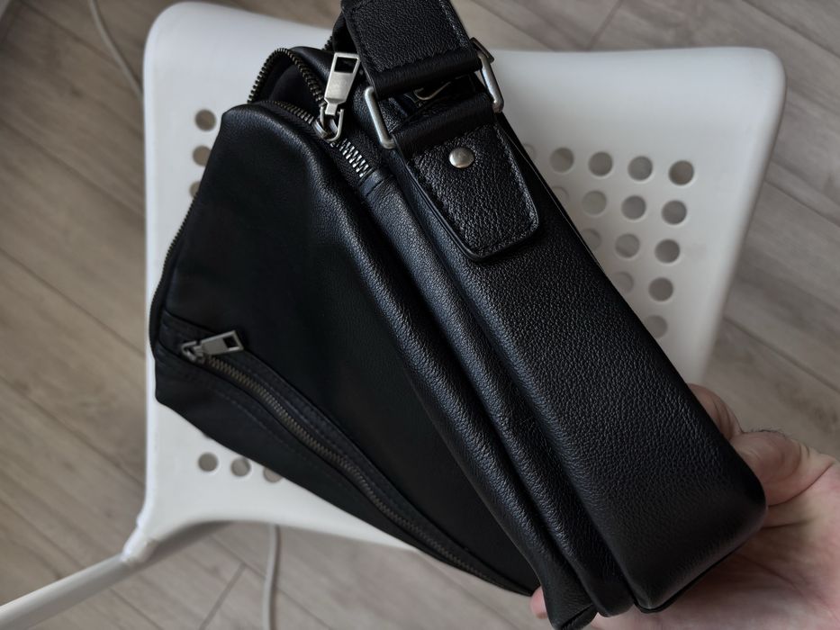 Сумка чоловіча чорна шкіряна / сумка мужская