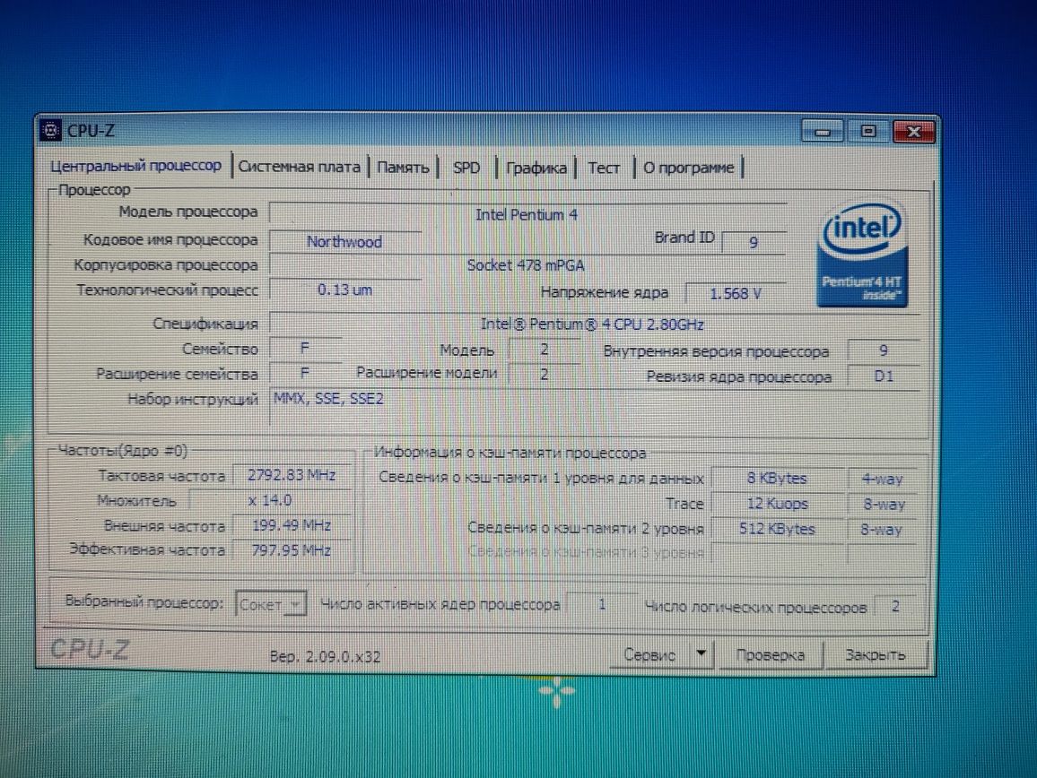 Intel Pentium 4 2.8ghz 478 socket SL6WT