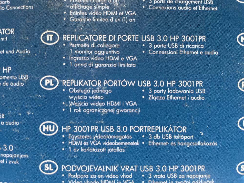 USB HP Port replicator 3001PR usb 3.0 replikator stacja dokująca