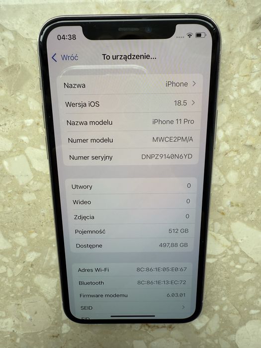 iPhone 11 Pro 512 GB biały stan bardzo dobry (95% pojemności baterii)