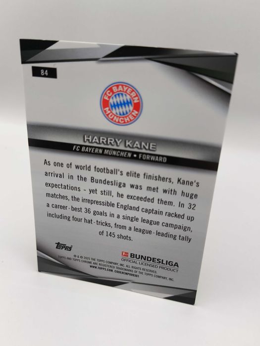 Karta Harry Kane FC Bayern Topps Chrome 23/24 Refractor 171/250
