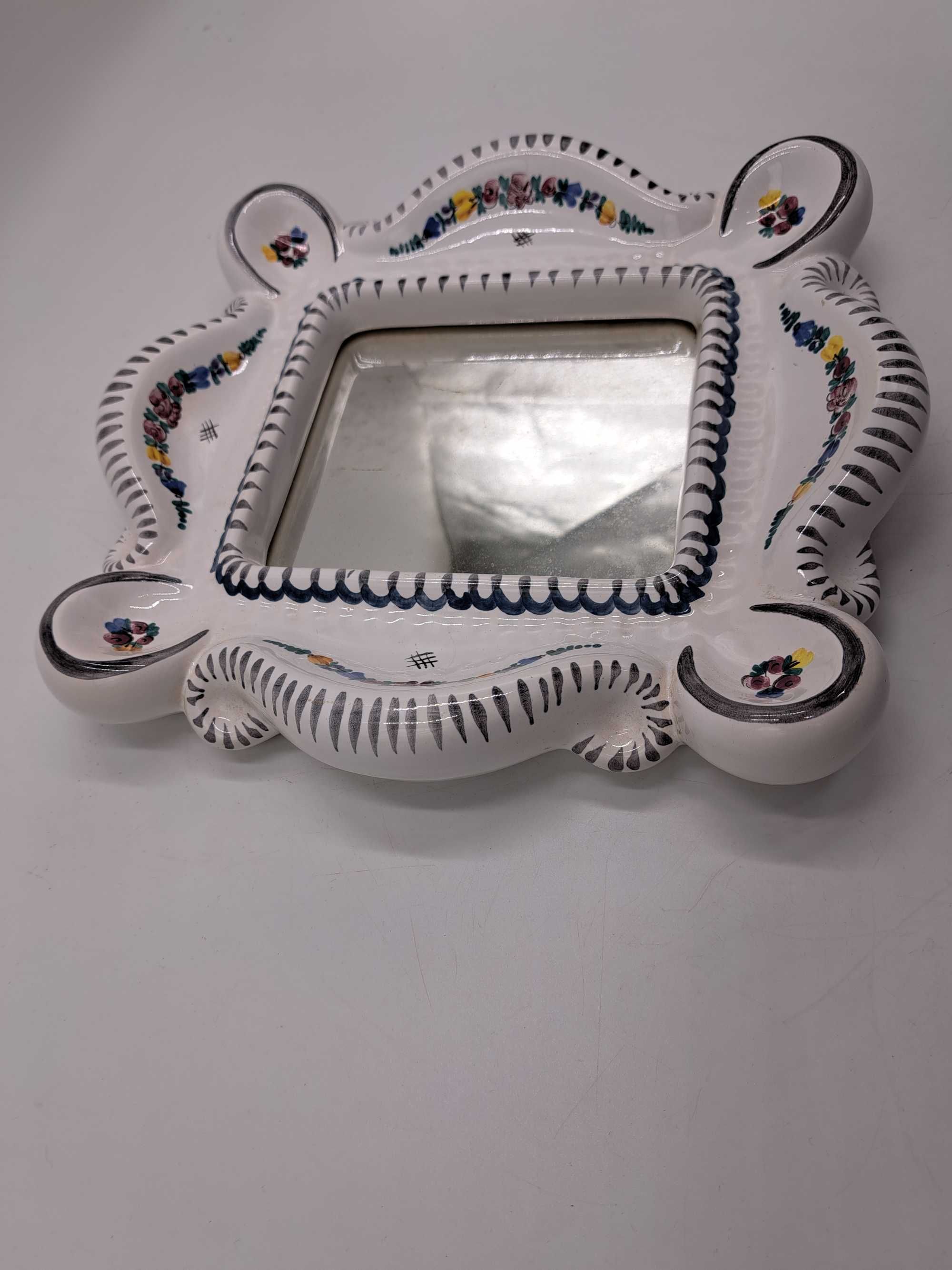 Stare lustro ceramiczne Gmundner rama ceramika ręcznie malowana