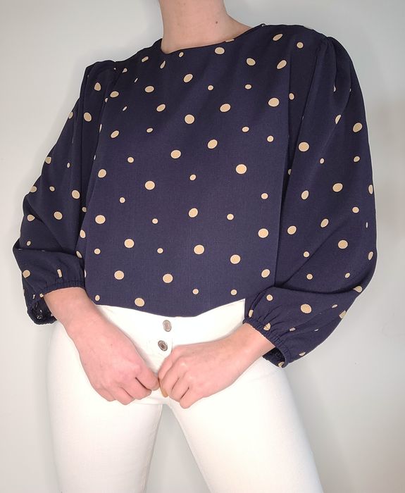 Granatowa koszula w grochy oversize pin up vintage