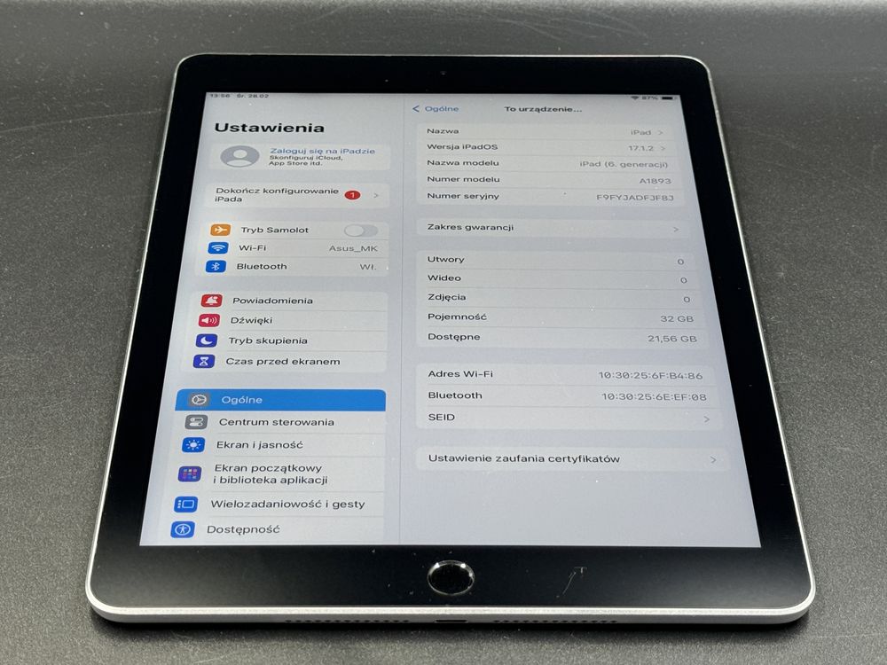 iPad 6. gen. 32GB (A1893) - faktura VAT 23%