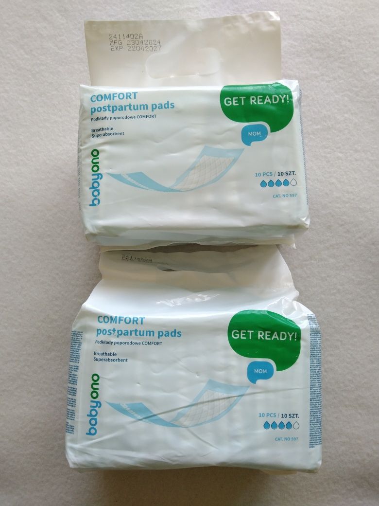 Podkłady poporodowe BabyOno do szpitala podpaski tampony tampon podkła