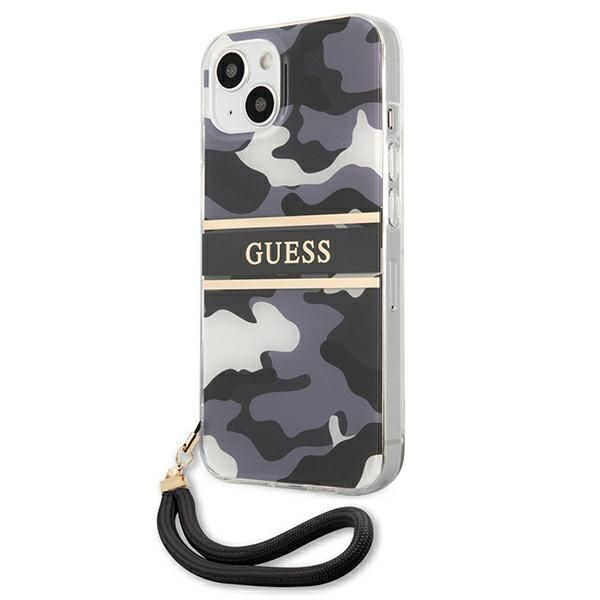 Guess Etui iPhone 13 Camo Strap Czarne