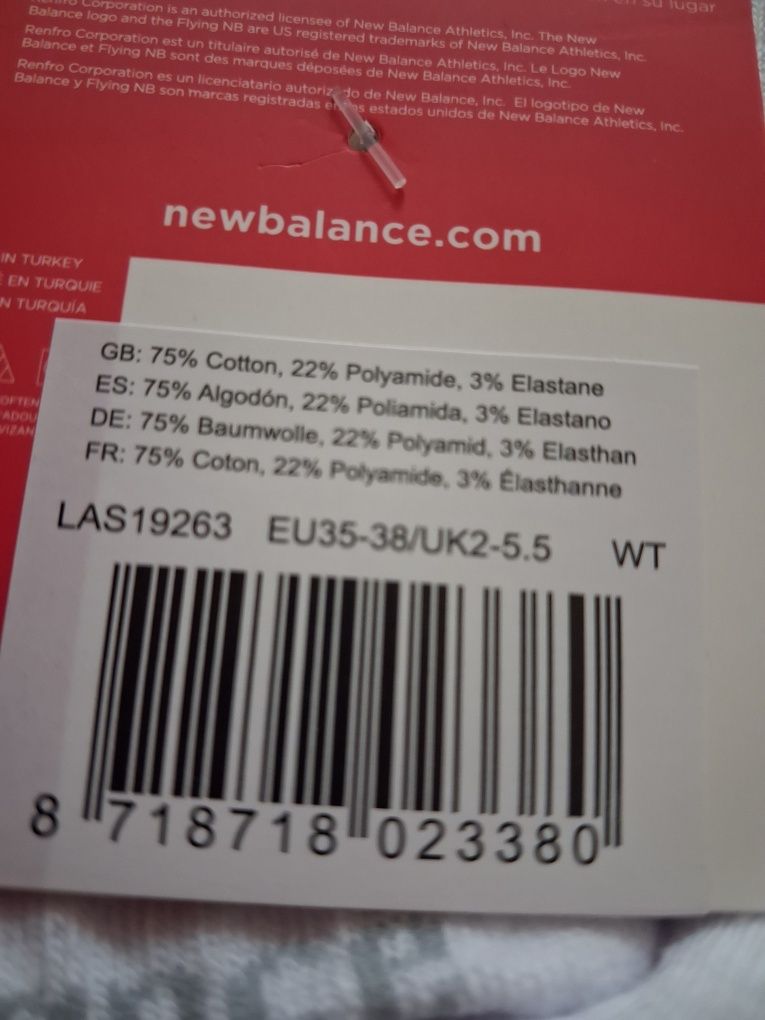 Skarpety bawełniane New Balance 35-38 nowe z metką