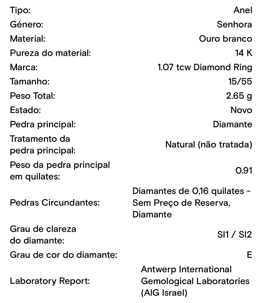 Anel ouro com diamantes