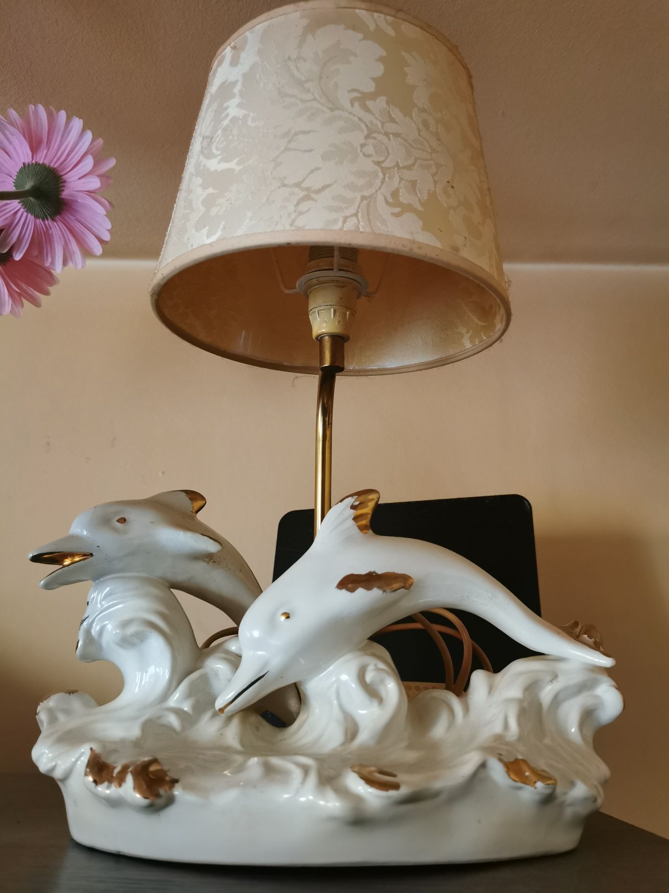 Lampa porcelanowa z abazurem