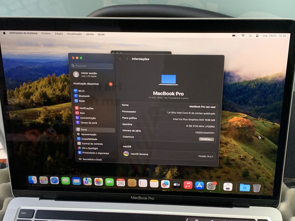 Macbook pro 13” de 2020 i5 QuadCore 8 GB RAM 256SSD IOS SONOMA