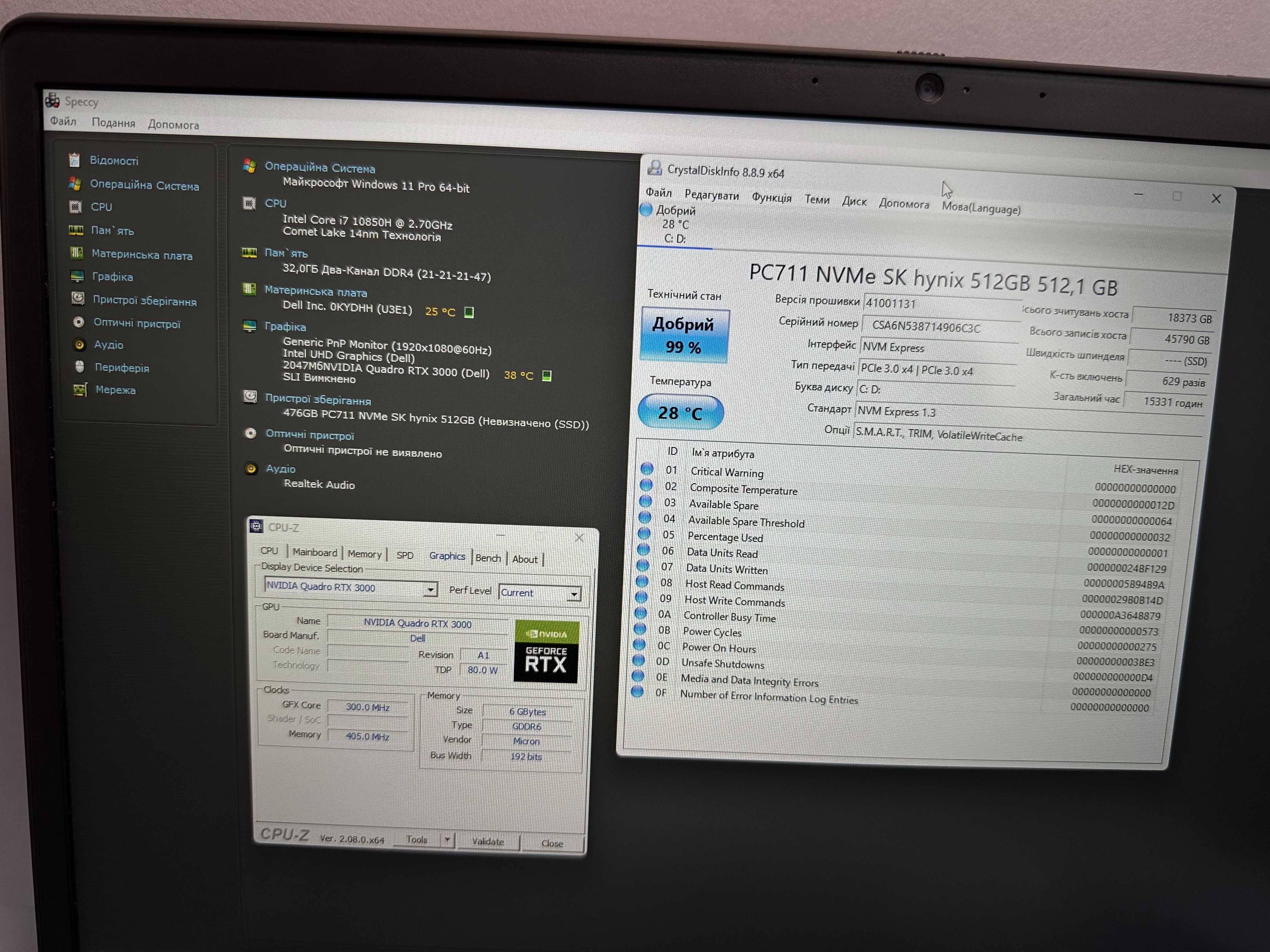 DELL PRECISION 7750 Intel i7-10850H/512Gb/32GB RAM/Quadro RTX 3000 6GB