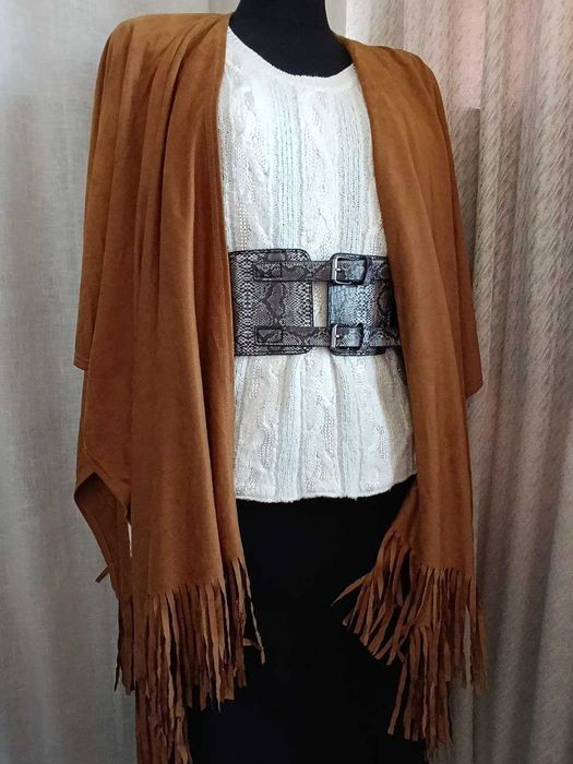 Пончо-накидка з екозамші колір карамель. Р-р S/M.  бренд Janina