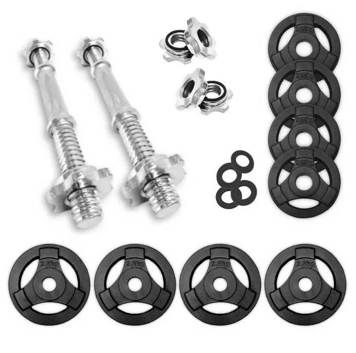 HANTLE ŻELIWNE 2x10kg gryf kierownica zestaw 20kg