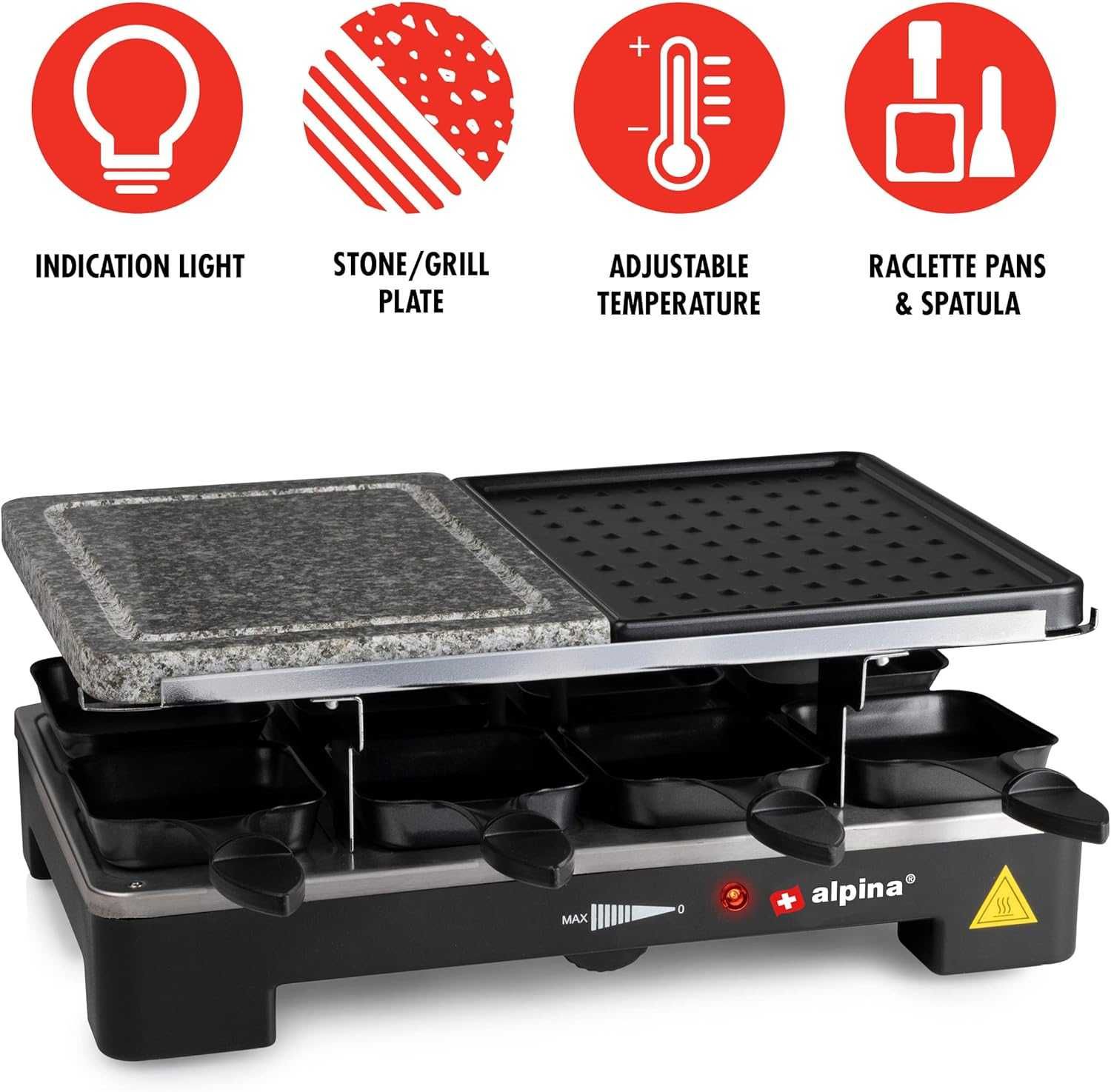 Grill Kamienny Alpina Raclette Czarny