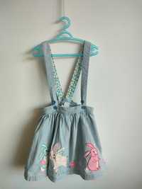 Sukienka na szelkach w zające Mini Club 3-4lata 98-104cm