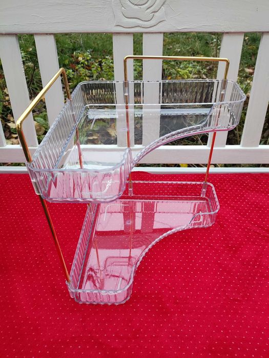 Stojak organizer półka na kosmetyki  łazienki narożny złoty łazienkowa