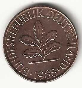 10 Pfennig de 1988 F, Alemanha Ocidental