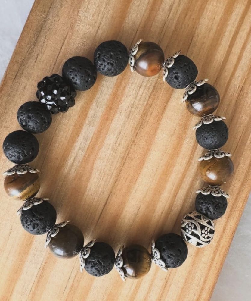 Pulseiras bracelete chakras pedra vulcânica difusora proteção anjos reiki yoga cristais