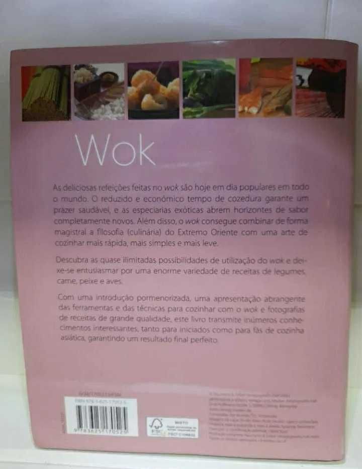 Wok comida asiática / Livros verduras, molhos, peixe e cozinha amigos