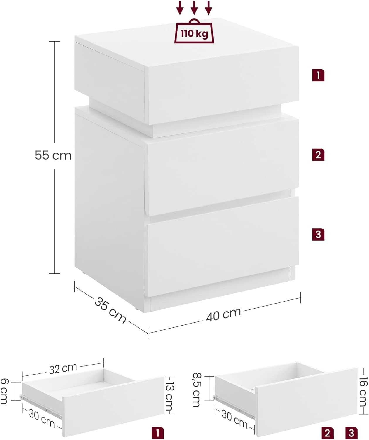 SONGMICS LET630T10V1 - Elegancka i Praktyczna Szafka Nocna