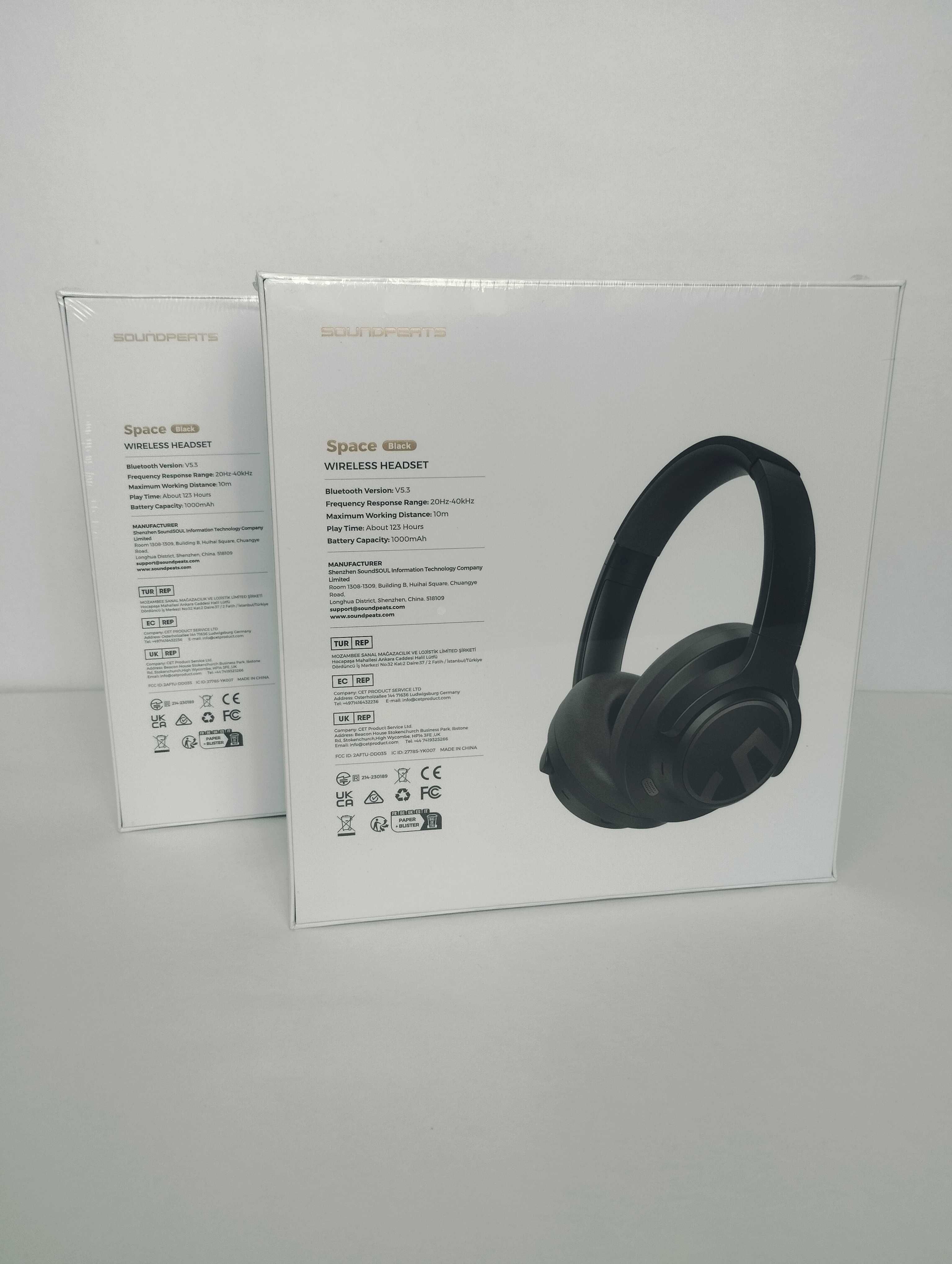 SoundPEATS Space Bluetooth 5.3 Бездротові з ANC ENC 40 мм Black