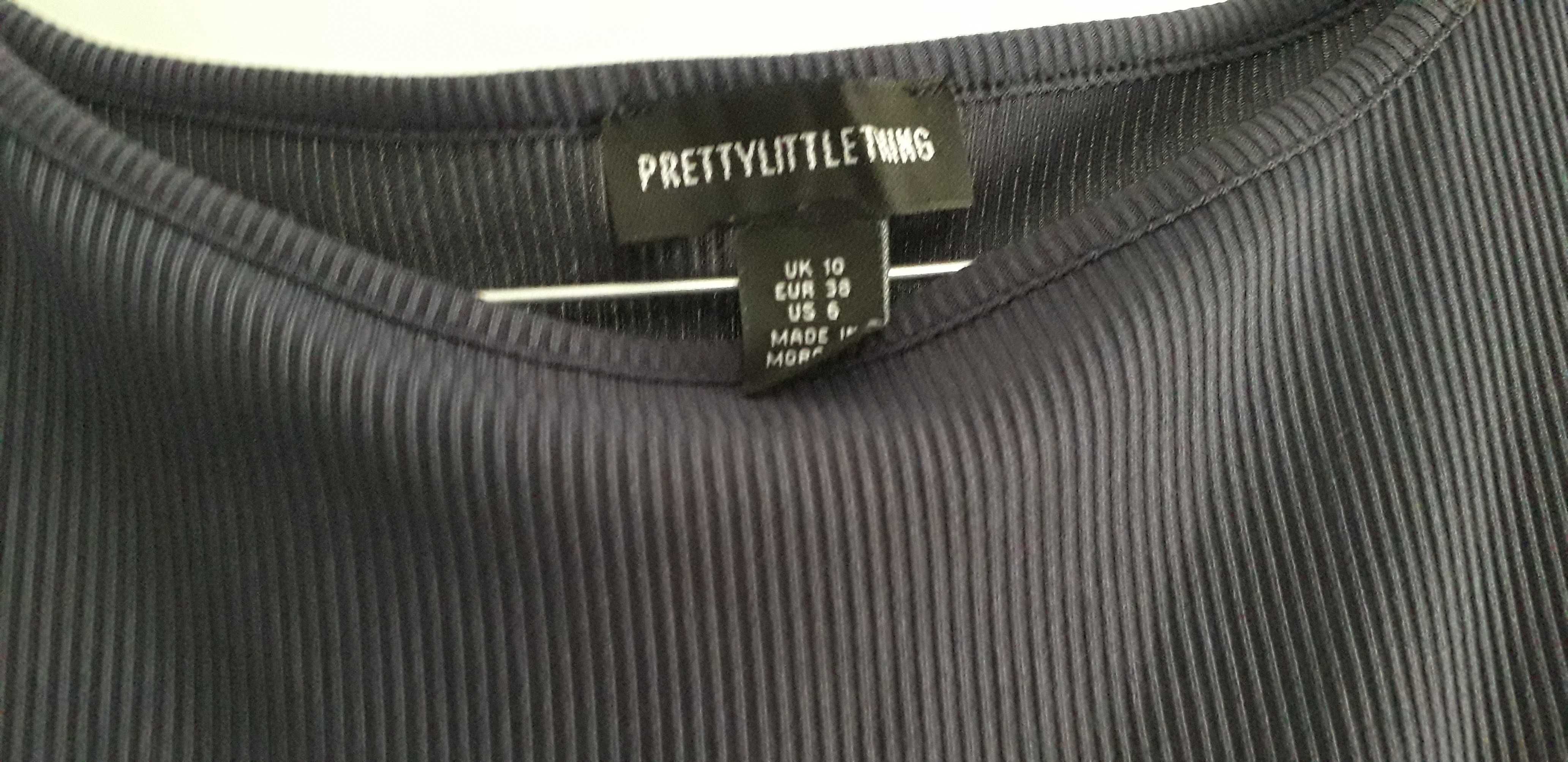 Vestido azul, de verão, em canelado fino