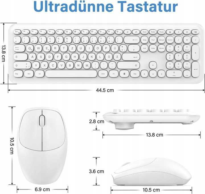 Doraby klawiatura + mysz biały zestaw QWERTZ bezprzewodowe