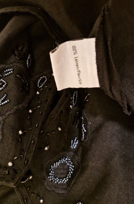 TUNIKA z lnu 100 % indyjska  XXL luźna czarna koraliki haft jak nowa