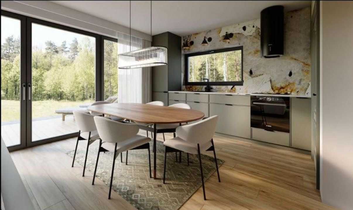 Dom jednorodzinny STODOŁA 112m2 z garażem, salon+kuchnia 31m2 + POMPA