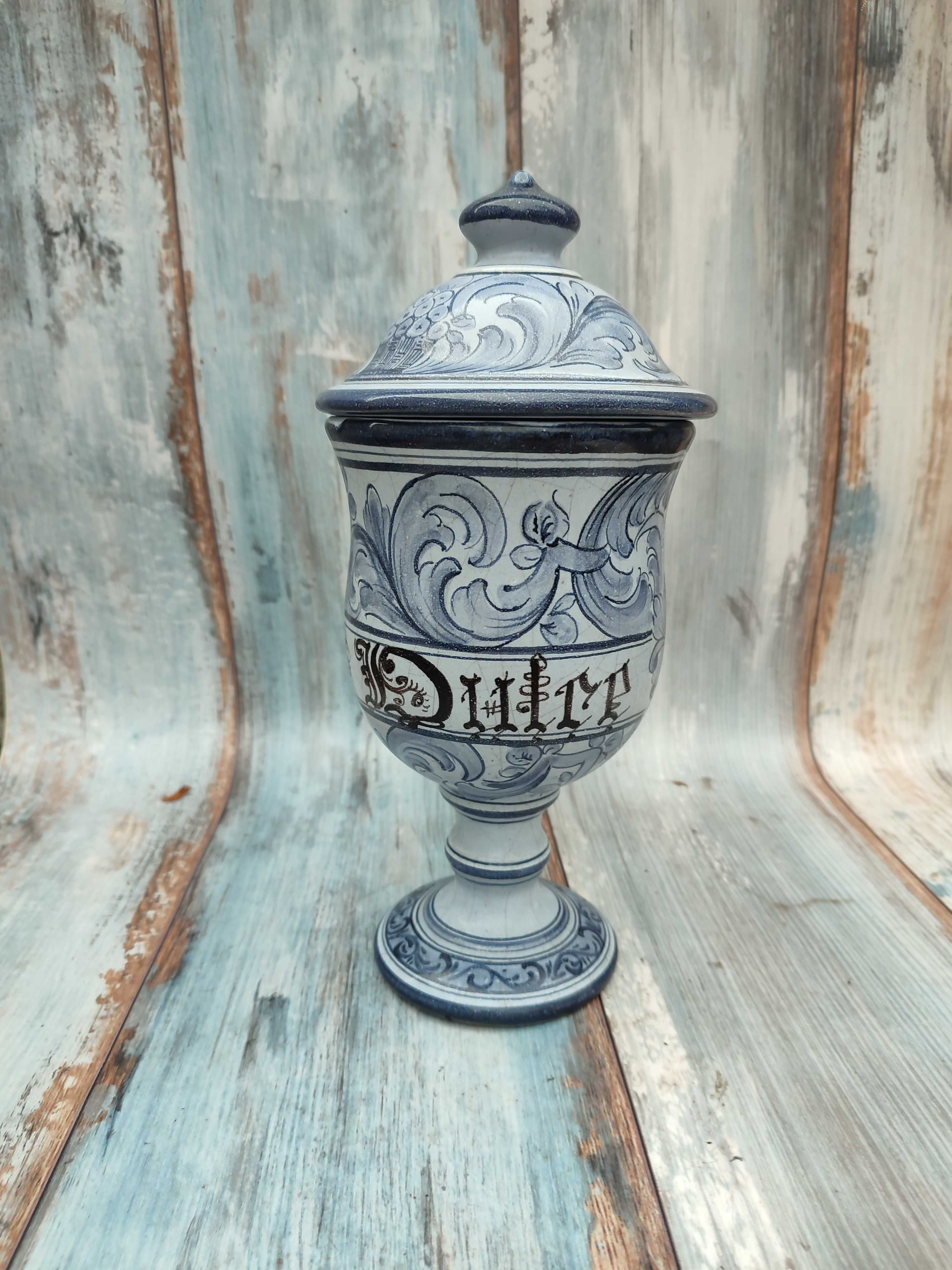 Ceramiczny pojemnik na nodze - Bassano - etykieta Włochy