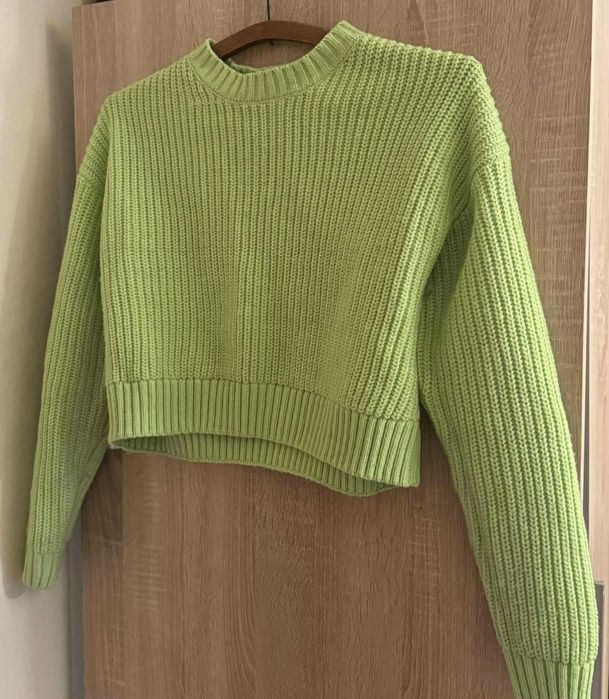 Krótki sweter zielony/limonka Sinsay rozmiar XXS