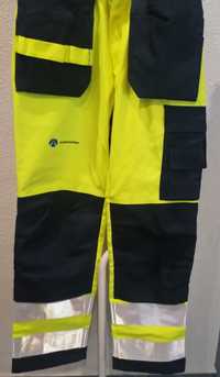 NOWE Spodnie robocze FRISTADS ostrzegawcze odblask L-XL (50)  84-86 cm