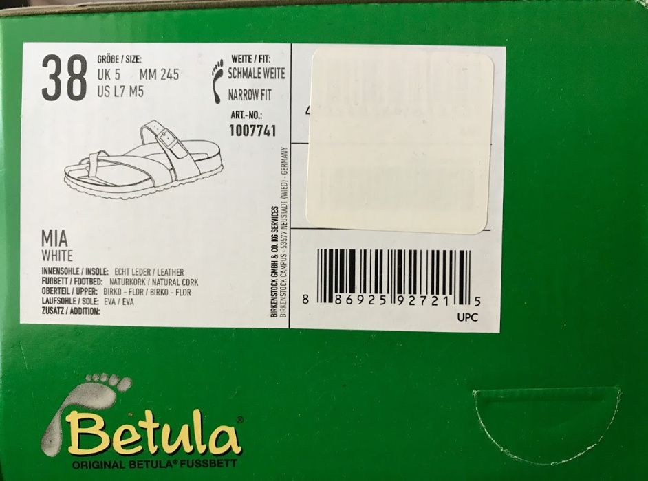 Шлепанцы Betula Birkenstock, оригинал, р. 38