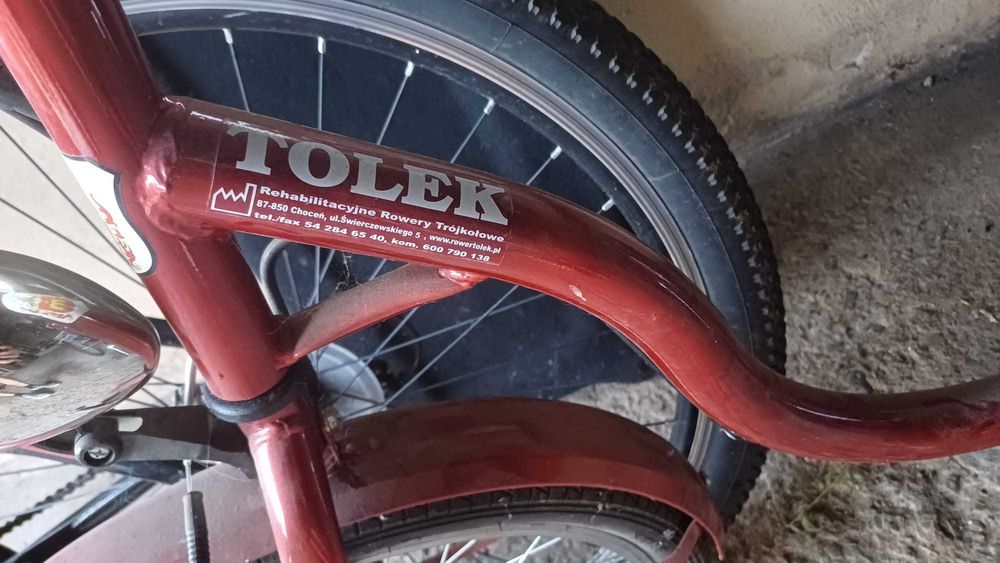 Rower Tolek trójkołowy średni 20 cali elektryczny 3-biegowy
