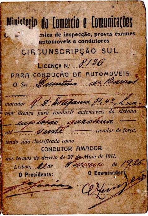 Carta de condução - Condutor amador