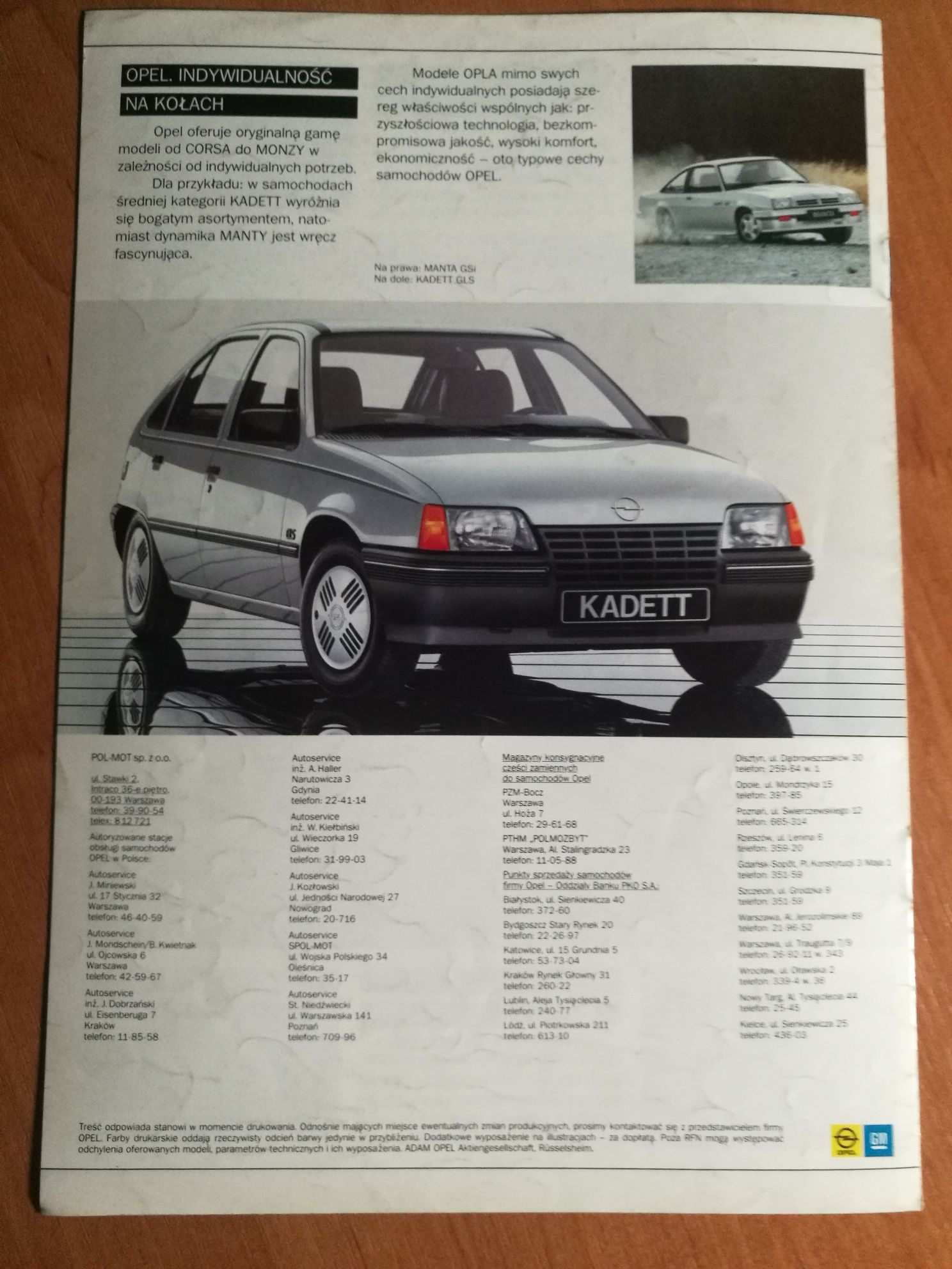 Prospekt Opel 1986 od Corsy do Monzy