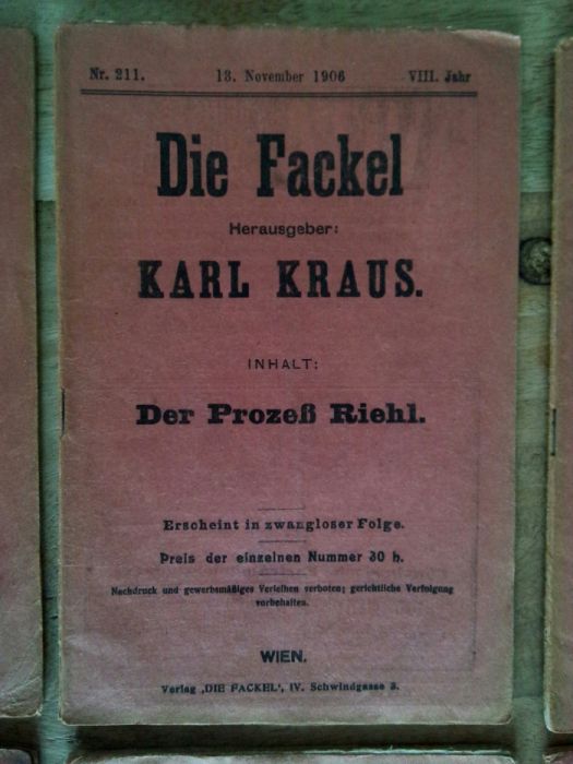 16 cadernos “Die Fackel” originais, Karl Kraus