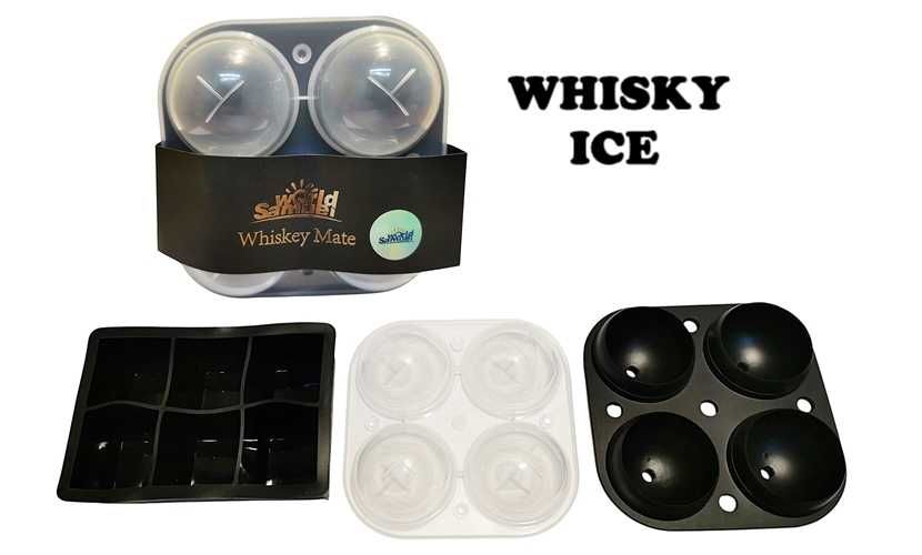 Forma do lodu 6 kostek 4 duże kule + szklanka do whisky w szkatułce