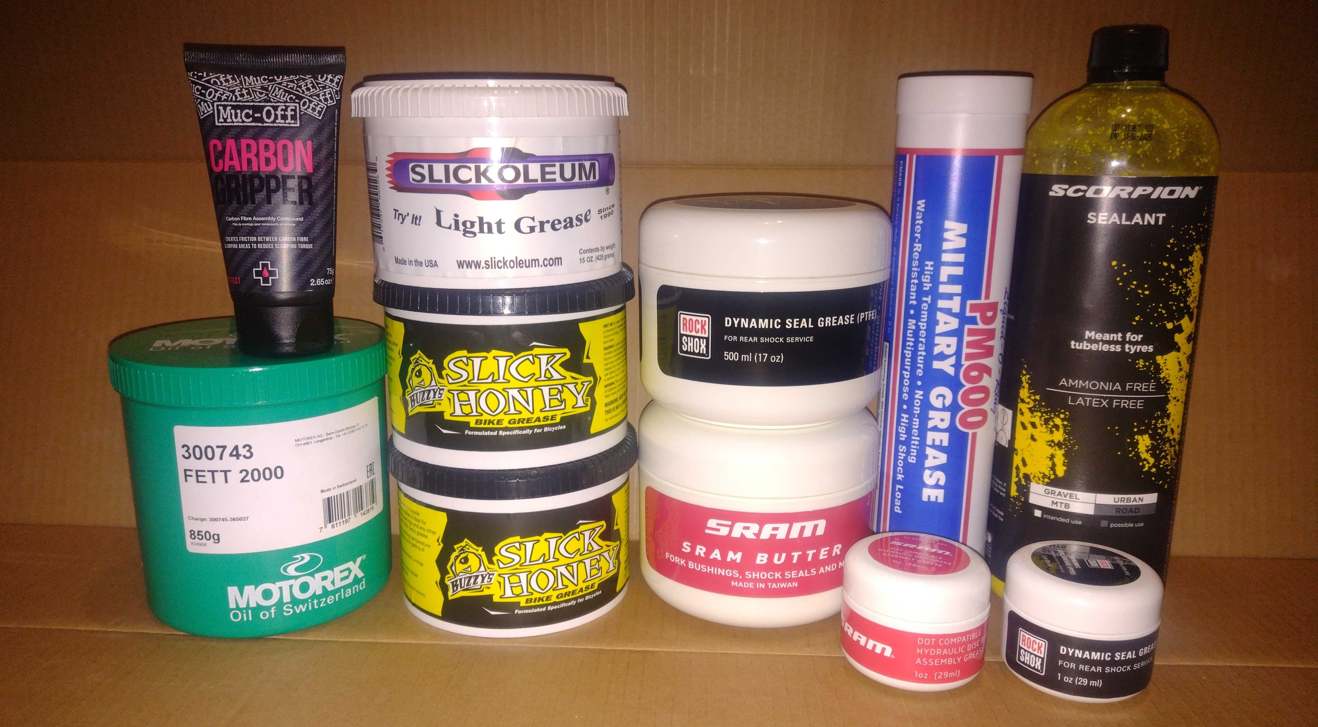 SRAM Butter, Slick Honey, PM600, Motorex, FOX,RockShox 3,4,5,7,15,20WT