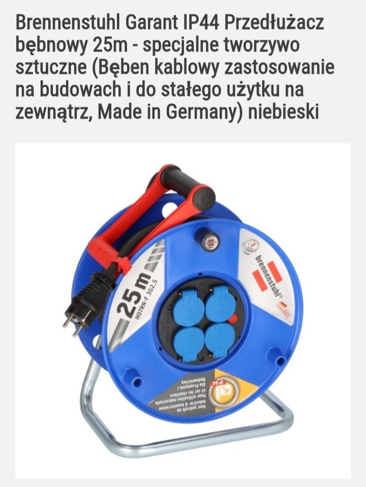 Przedłużacz bębnowy 25m