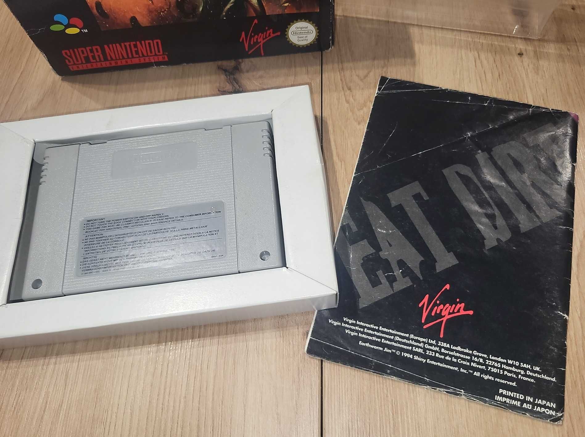 Gra Earthworm Jim - NINTENDO SNES - DB- stan CIB Komplet +Protektor