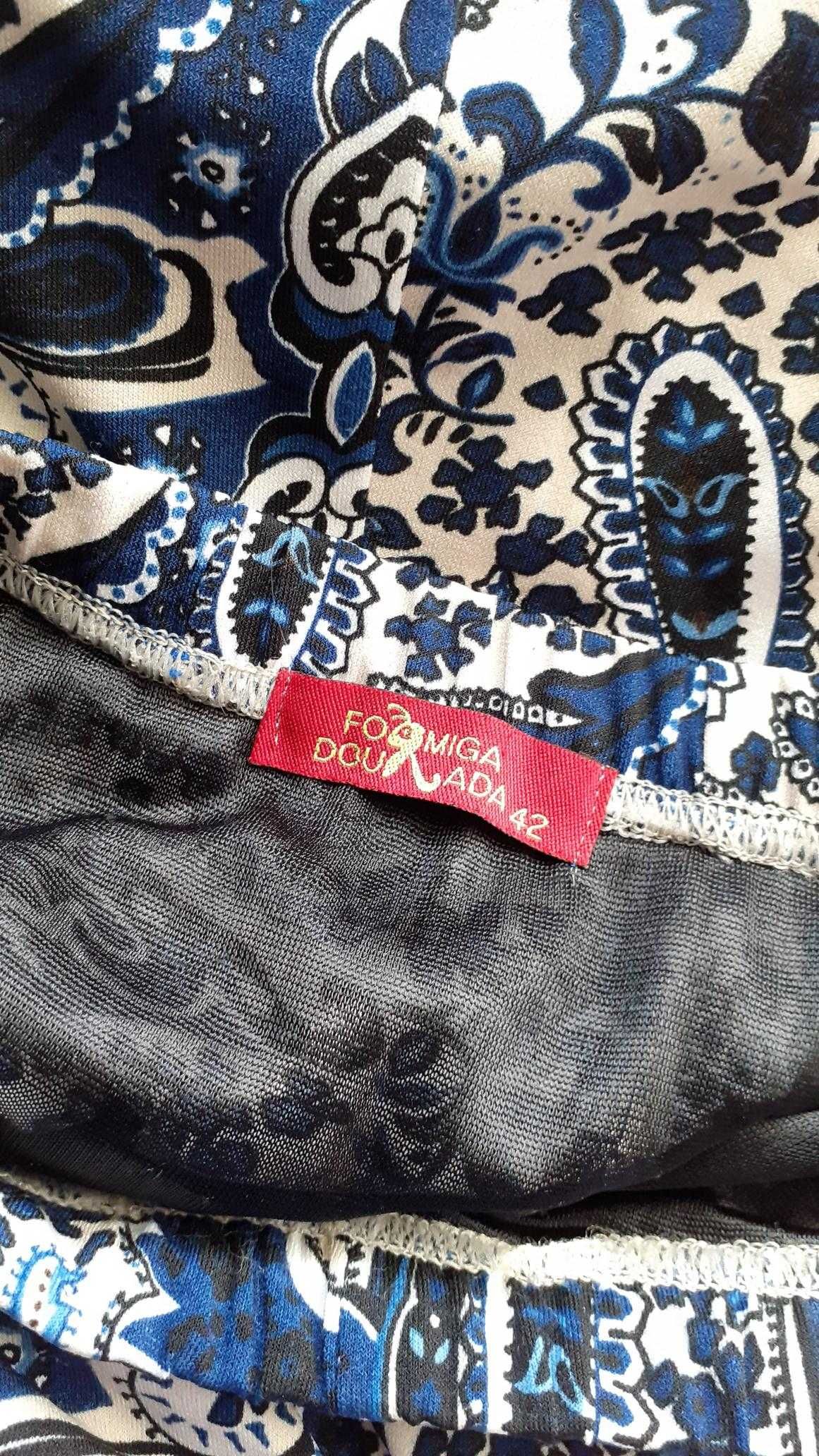Saia azul com padrão 42 Formiga Dourada