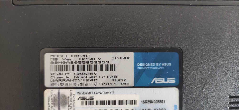 Portátil ASUS x54h