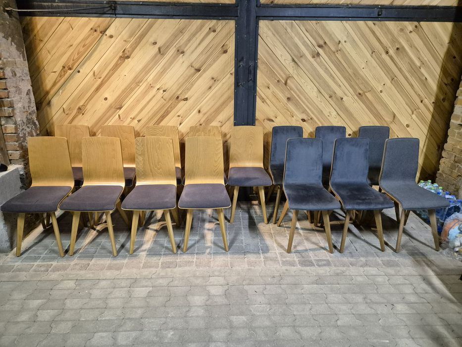 22x Krzesło dębowe tapicerowane skandynawskie FAMEG | Biuro | Firma |
