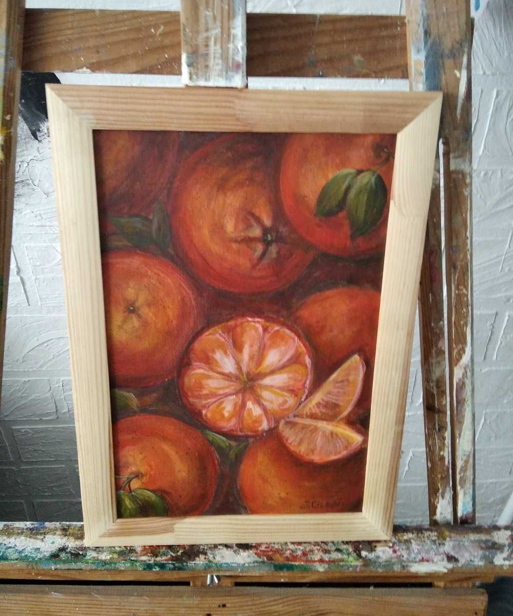 Картина "Апельсины", авторская работа холст, размер 20/30см, акрил
