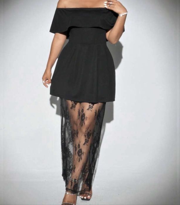 Sukienka damska czarna nowa rozmiar XXL z koronkowym dołem