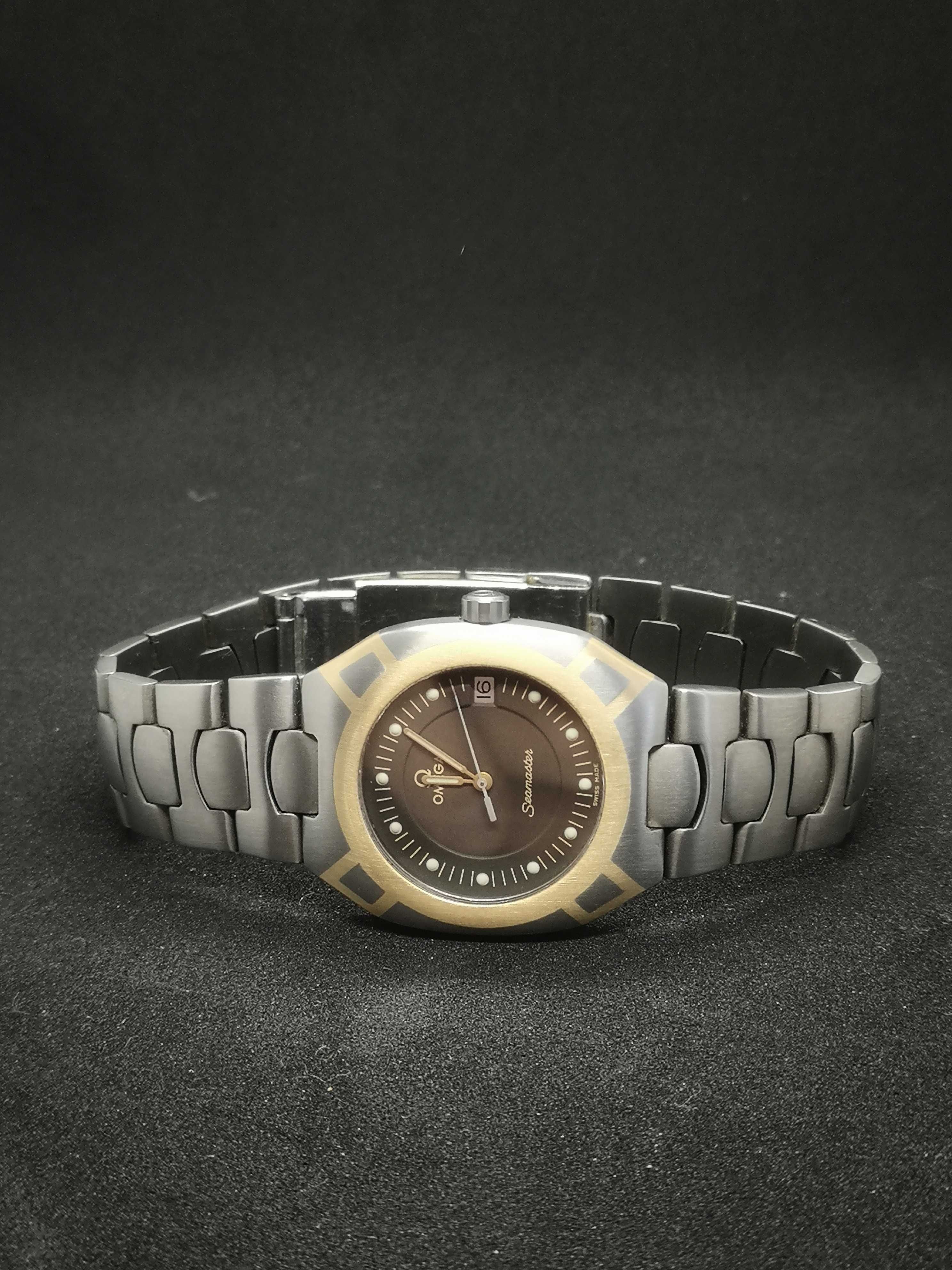 Zegarek Omega Seamaster Titane Quartz, data, tytan+złoto