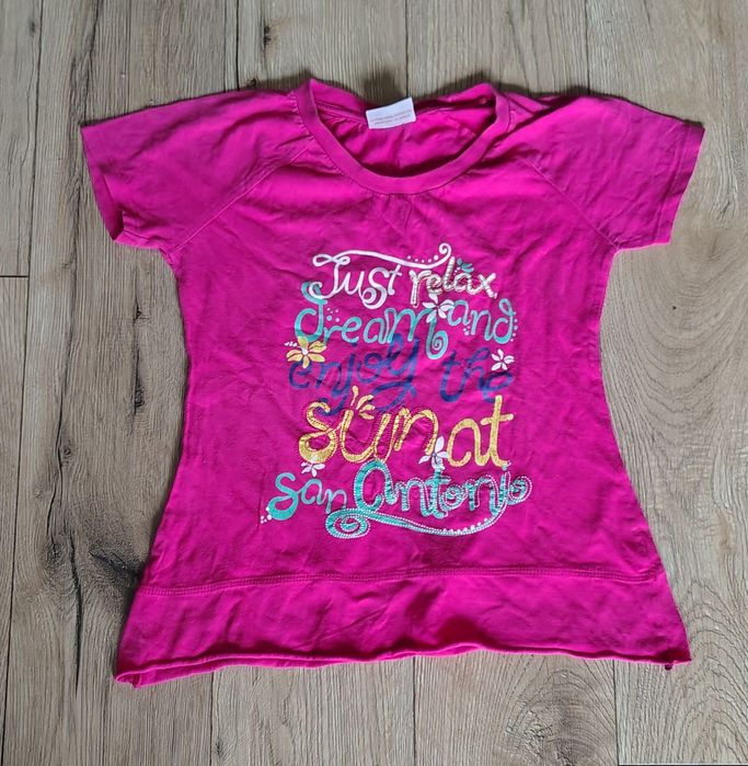 Koszulka t-shirt dziewczęcy różowy 134-140