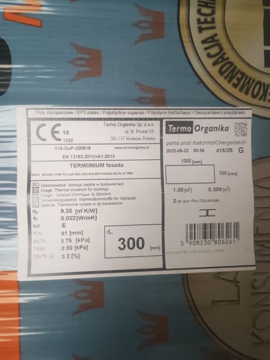 Styropian elewacyjny fasadowy TermoOrganika 30cm